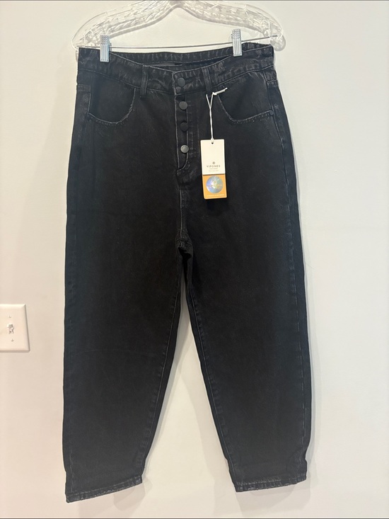 Vipones Denim - Women's Black barrel High-Rise Button-Fly Jeans 16 waist rise 14 ins. 26.5